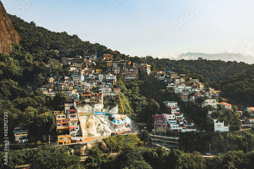 Aerial View Of Hillside Favela Chacara Do Ceu, Rio de Janeiro, Brazil photo