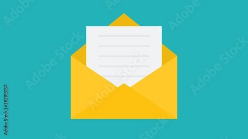 mail flat animation . email icon envelope on green background video footage, 4K	