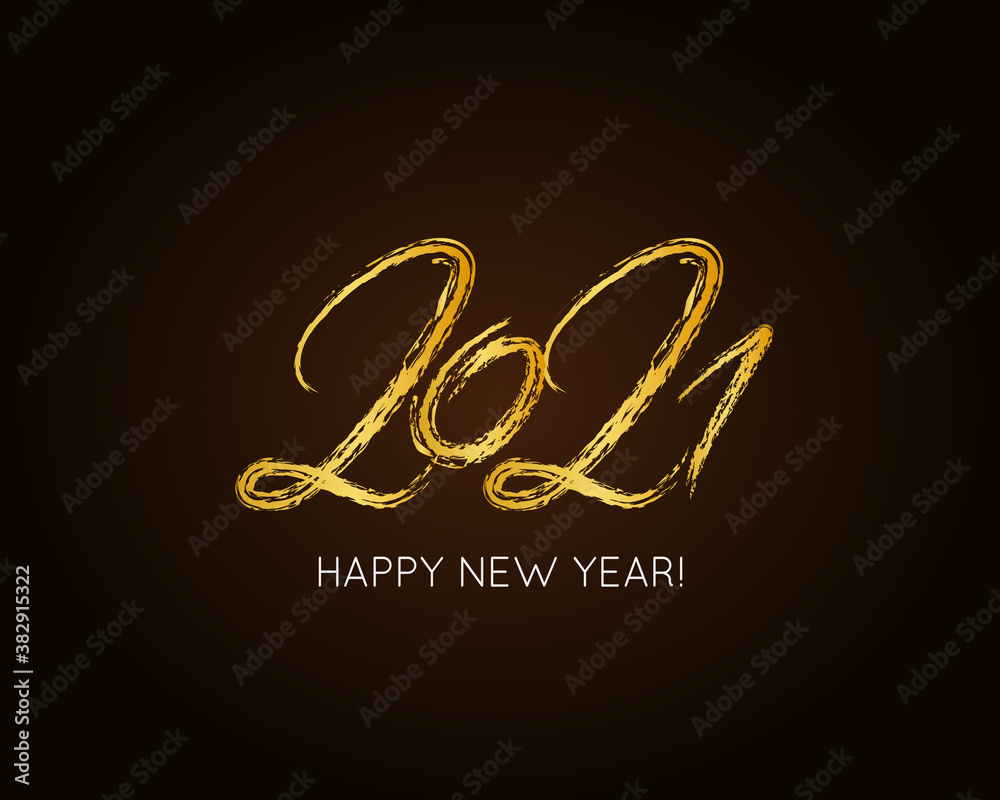 Vector Illustration 2021 HAPPY NEW YEAR hand drawn text lettering. Typography poster, banner, greeting card for print, template design for Merry Christmas and chinese Year of the Ox celebration Vector Illustration 2021 HAPPY NEW YEAR hand drawn text lettering. Typography poster, banner, greeting card for print, template design for Merry Christmas and chinese Year of the Ox celebration