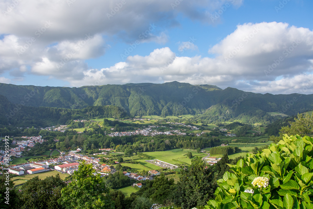 Walk on the Azores archipelago. Discovery of the island of Sao Miguel, Azores. Furnas