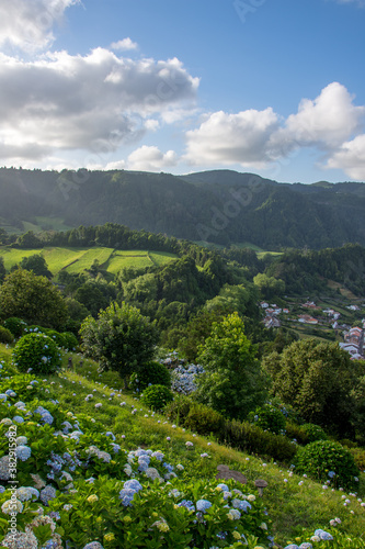 Walk on the Azores archipelago. Discovery of the island of Sao Miguel, Azores. Furnas