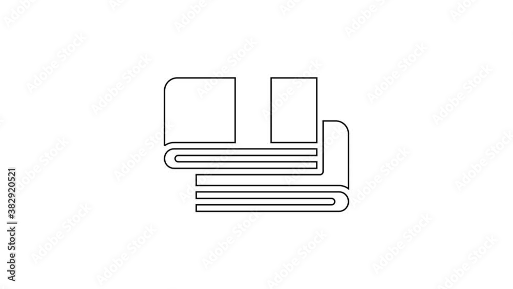 Black line Towel stack icon isolated on white background. 4K Video motion graphic animation Black line Towel stack icon isolated on white background. 4K Video motion graphic animation