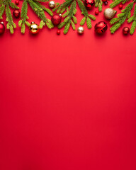 Christmas red background with holiday decoration