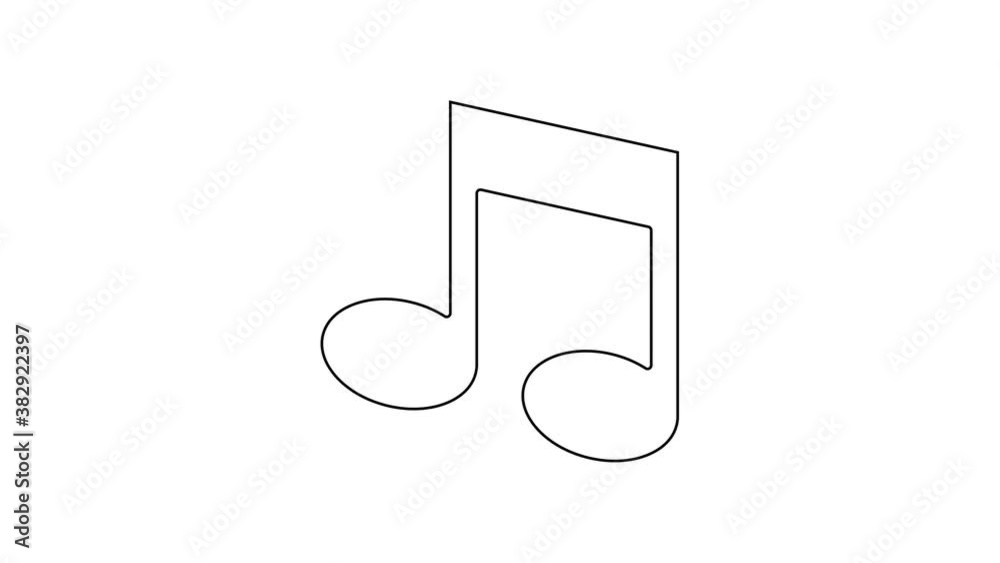 Black line Music note, tone icon isolated on white background. 4K Video motion graphic animation Black line Music note, tone icon isolated on white background. 4K Video motion graphic animation