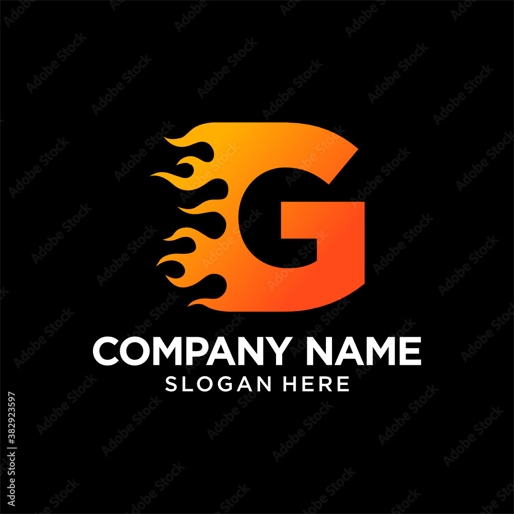 G Letter Flame Logo Design Template Inspiration, vector.
