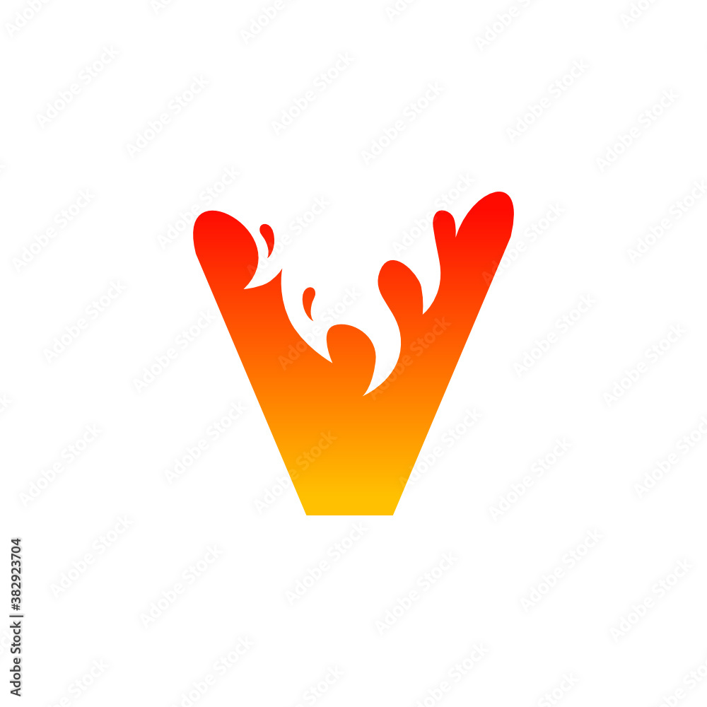 Obraz premium V Letter Flame Logo Design Template Inspiration, vector.