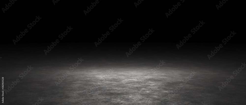 Fototapeta Dark room abstract wallpaper. Background texture for display products. 3D rendering.