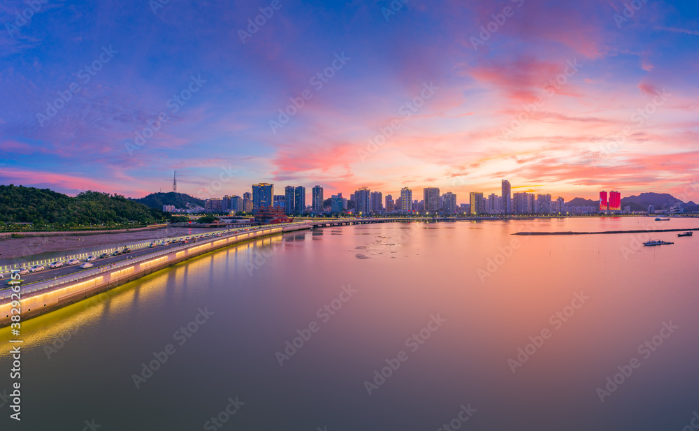 City Scenery of Xinyue bridge on Yeli Island, Zhuhai, China