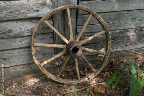 Old wooden wheel in Chernobyl zone © Ihor