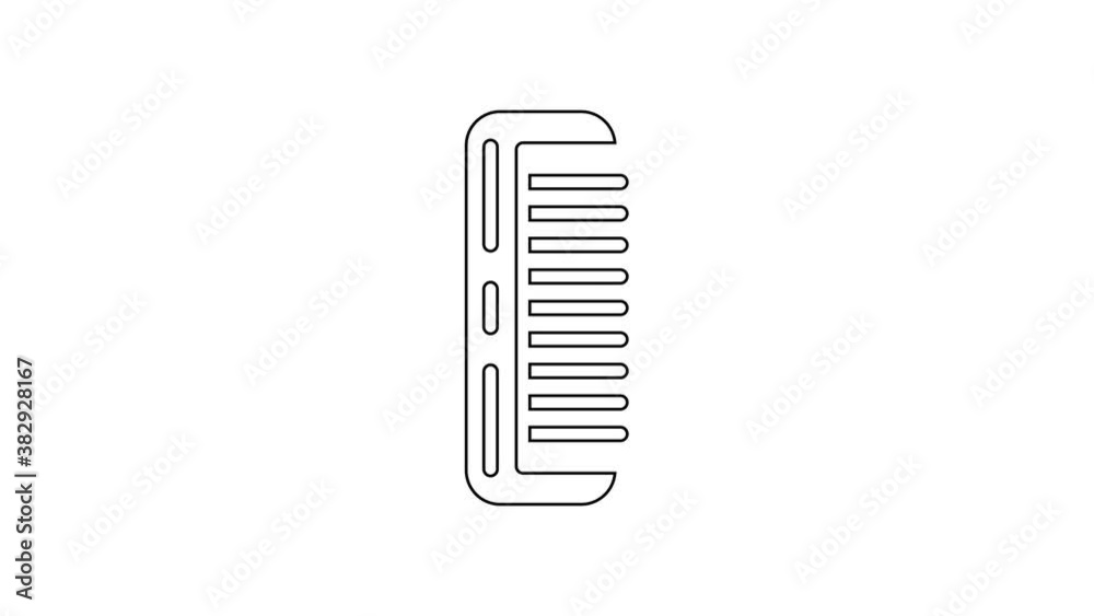 Black line Hairbrush icon isolated on white background. Comb hair sign. Barber symbol. 4K Video motion graphic animation Black line Hairbrush icon isolated on white background. Comb hair sign. Barber symbol. 4K Video motion graphic animation
