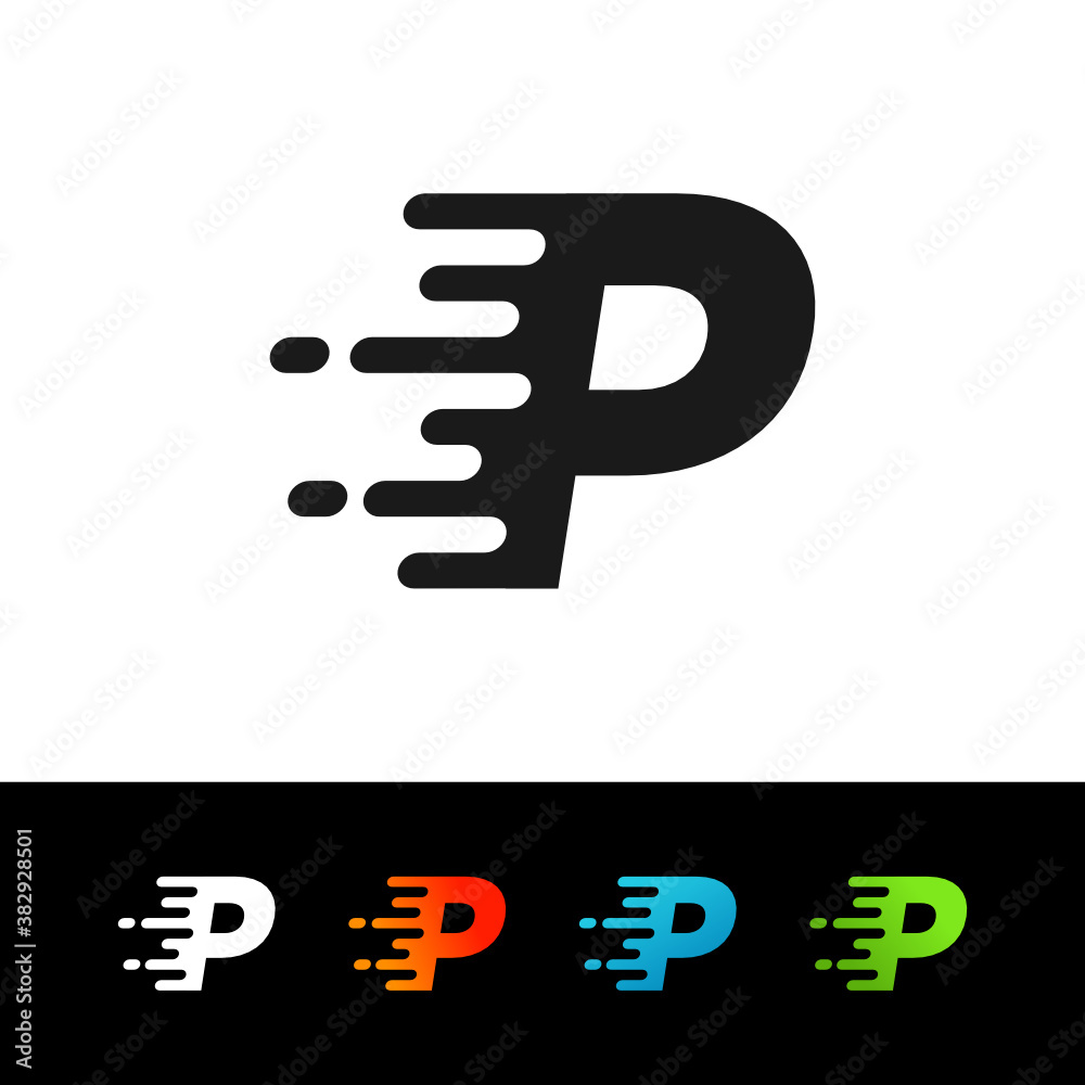 P Speed Logo Design Template Inspiration, Fast, Vector, Illustration. - obrazy, fototapety, plakaty 