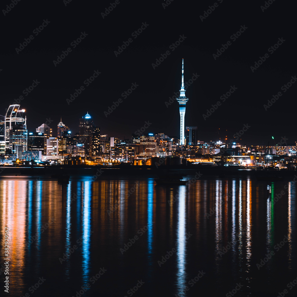 a long exposure night capture of auckland a city in new zealand