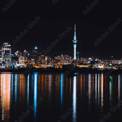 a long exposure night capture of auckland a city in new zealand