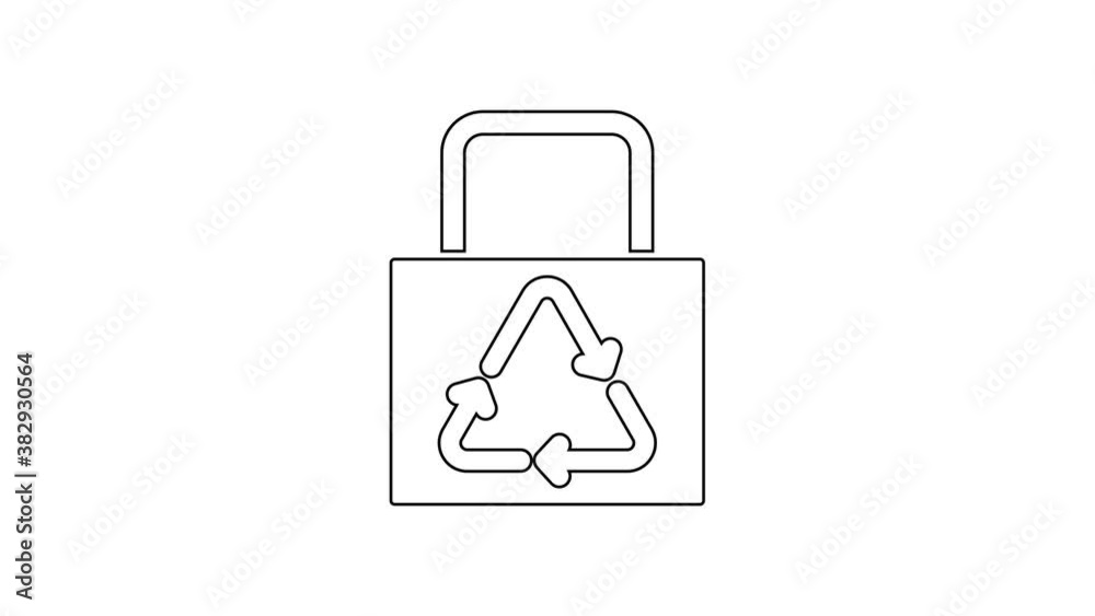 Black line Paper shopping bag with recycle icon isolated on white background. Bag with recycling symbol. 4K Video motion graphic animation Black line Paper shopping bag with recycle icon isolated on white background. Bag with recycling symbol. 4K Video motion graphic animation