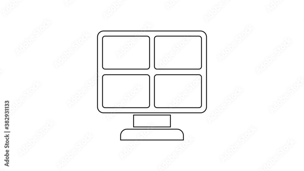 Black line Solar energy panel icon isolated on white background. 4K Video motion graphic animation Black line Solar energy panel icon isolated on white background. 4K Video motion graphic animation