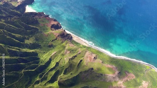 Aerial Kalalau Valley, Na Pali Coast State Wilderness Park, Kauai, Hawaii