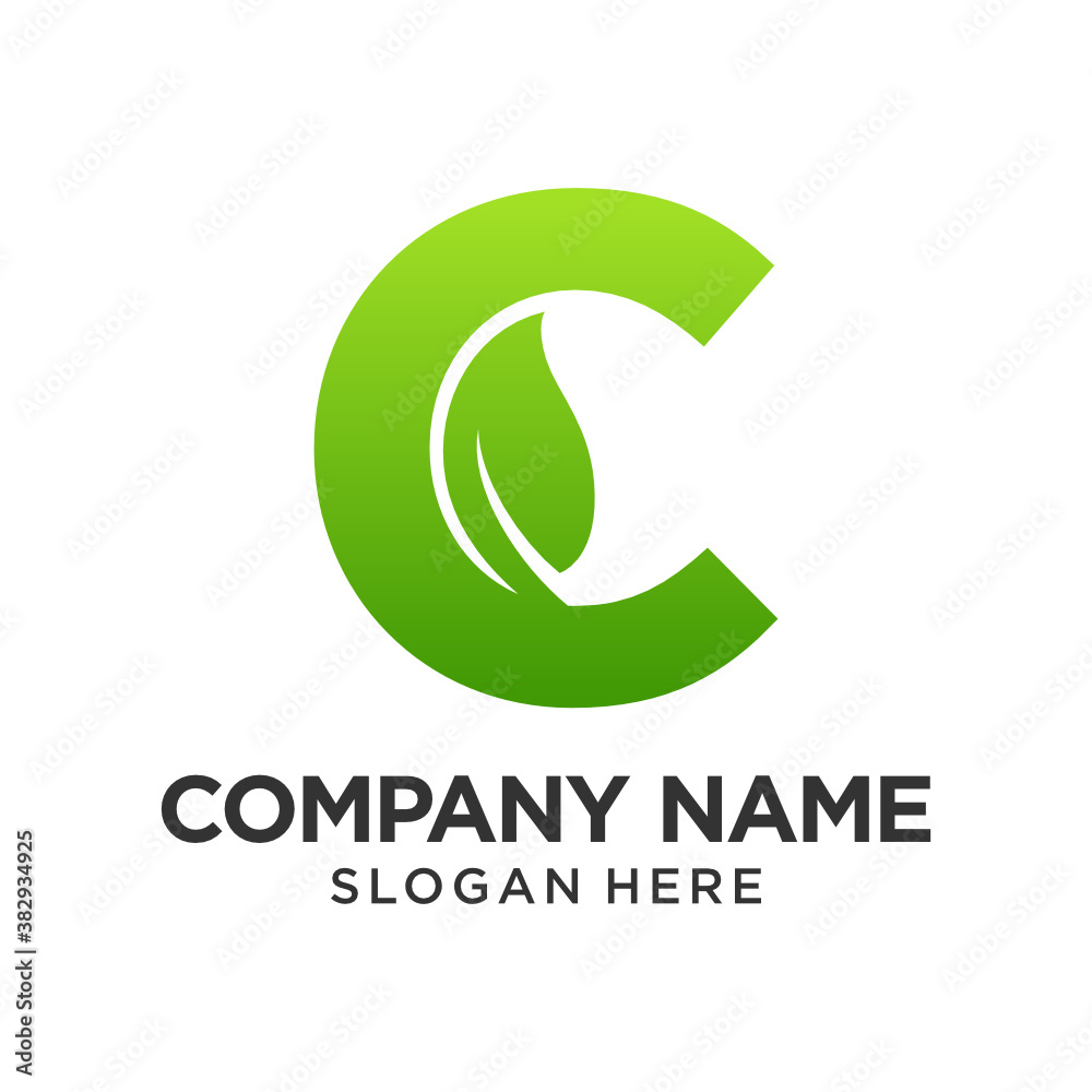 C Letter Leaf Logo Design Template Inspiration, Vector. C Letter Leaf Logo Design Template Inspiration, Vector.