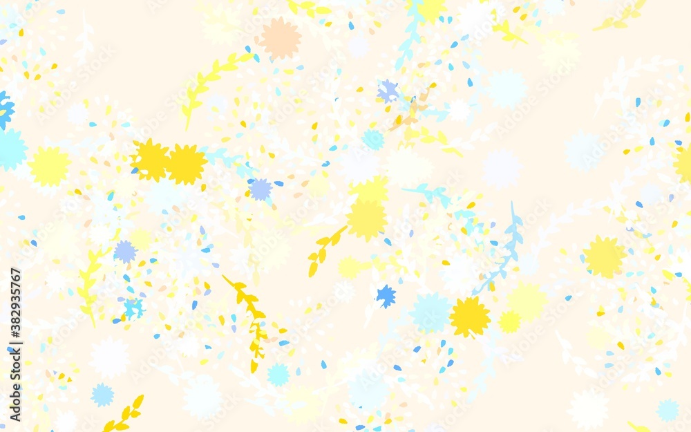 Light Blue, Yellow vector natural background with flowers, roses.