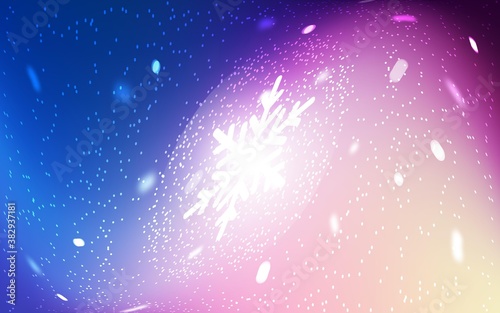 Light Pink, Blue vector cover with beautiful snowflakes. Shining colored illustration with snow in christmas style. The template can be used as a new year background.