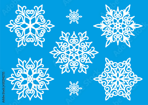 SET OF VARIOUS CURLED SNOWFLAKES