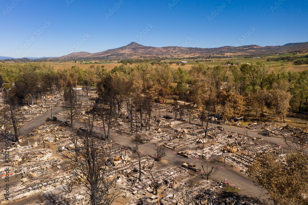 Burned mobile home park in Phoenix Talent Medford Oregon area Burned mobile home park in Phoenix Talent Medford Oregon area