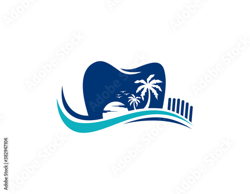Dental and Beach scenery logo design.