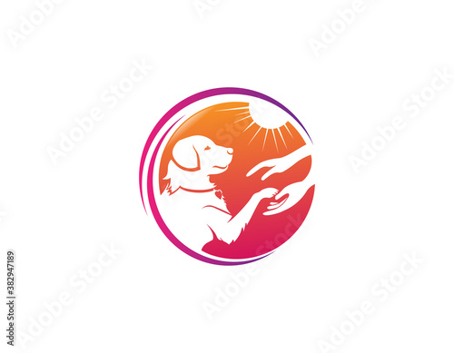 Dog care and adoption logo design illustration.