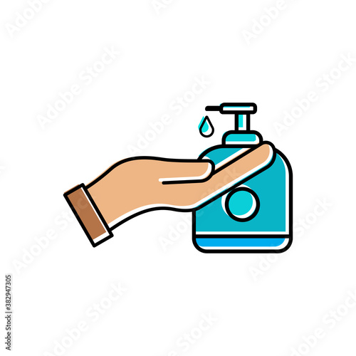 Hand washing flat icon, Hand icon and hand sanitizer. Design template vector