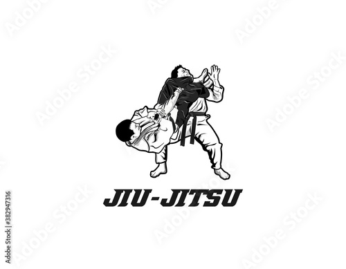 martial arts jiu jitsu logo design illustration. photo
