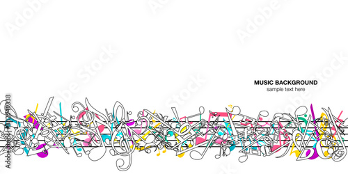 音符音楽ミュージック背景ベクターイラストポップなカラフルアブストラクト