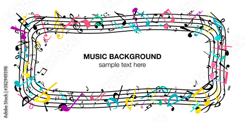 音符音楽ミュージック背景ベクターイラストポップなカラフルアブストラクト