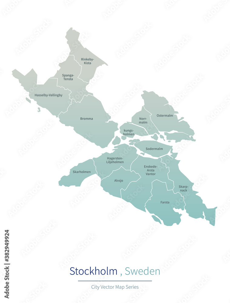 Stockholm Map. vector map of major city in the Sweden.

