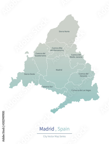 Madrid Map. vector map of major city in the Spain.
