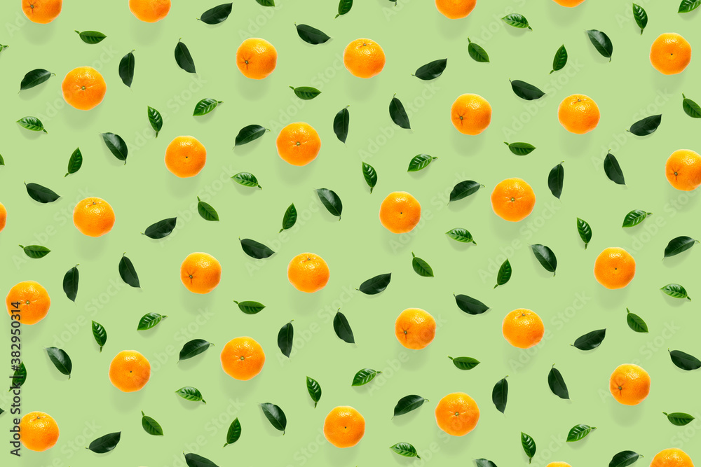 Isolated tangerine citrus collection background with leaves. Tangerines or mandarin orange fruits on green background. mandarine orange background.