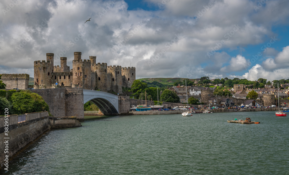 Conwy Castle and harbour, Conwy, North Wales, UK