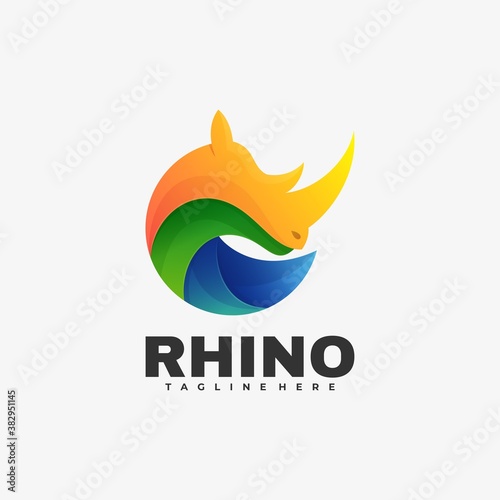 Vector Logo Illustration Rhino Gradient Colorful Style.