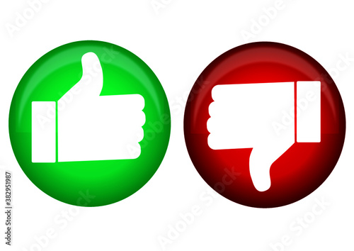 Thumb up and thumb down button icon