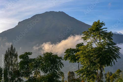 clouds over the Sumbing mountain, central java, indonesia