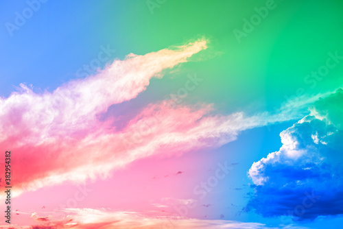 Amazing beautiful art sky with colorful clouds
