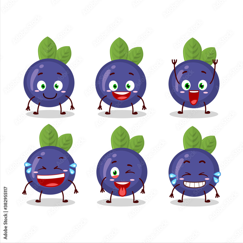 Cartoon character of blueberry with smile expression Cartoon character of blueberry with smile expression
