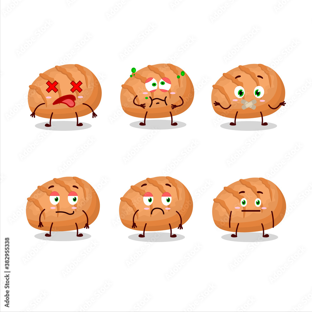 Bun bread cartoon character with nope expression