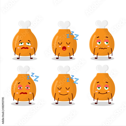 Cartoon character of chicken thighs with sleepy expression