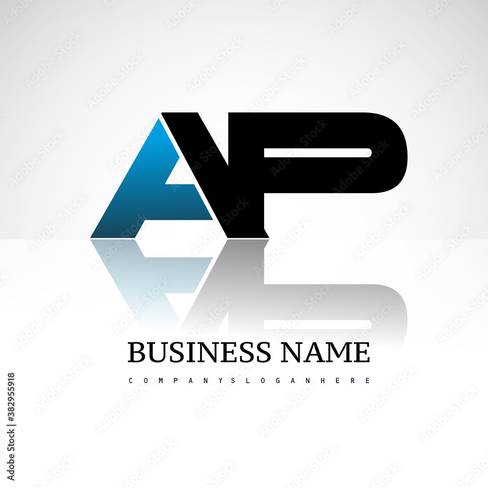 AP company linked letter logo icon blue and black AP company linked letter logo icon blue and black