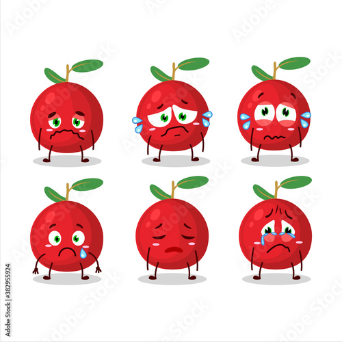 Cranberry cartoon in character with sad expression