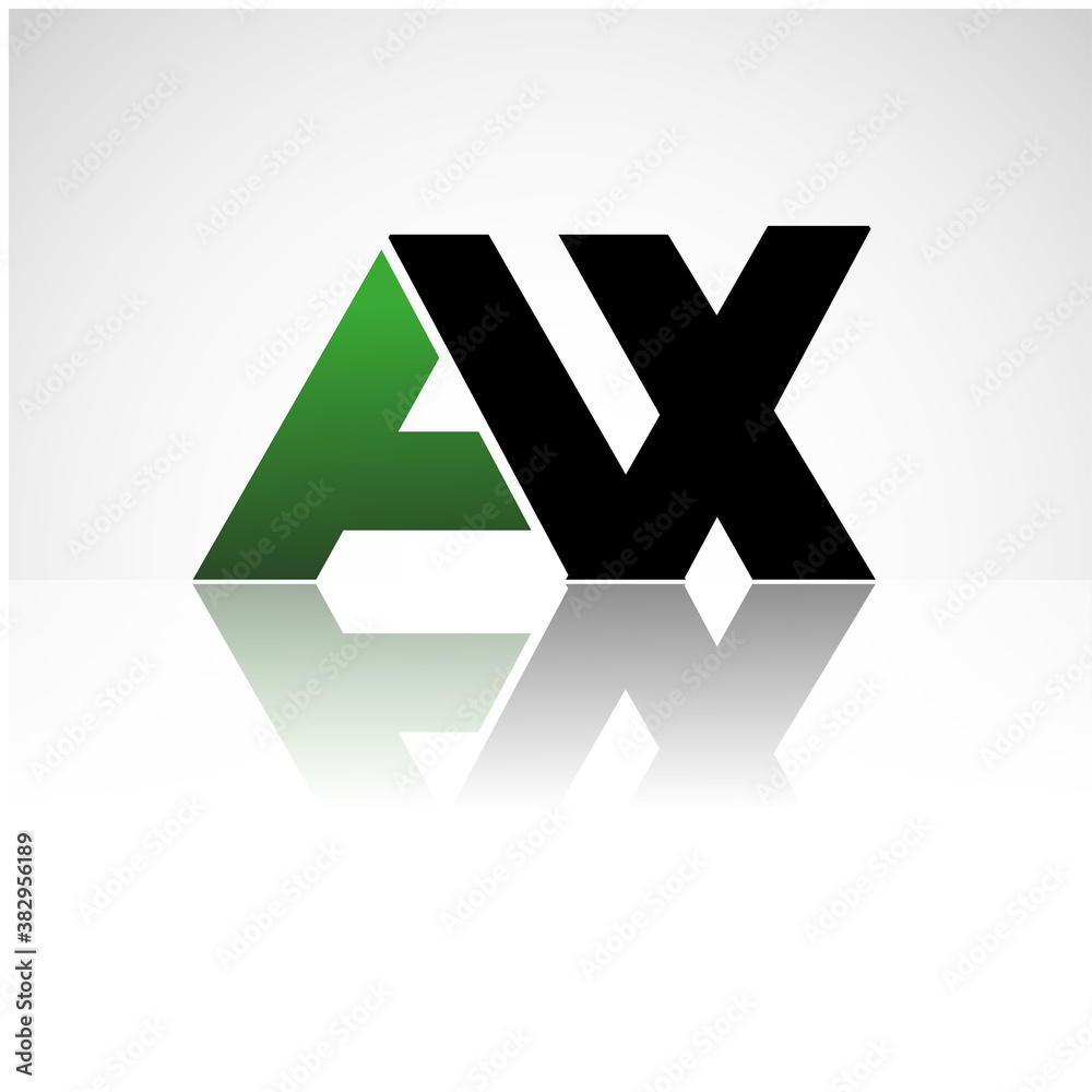 AX company linked letter logo icon green and black