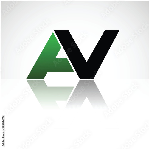 AV company linked letter logo icon green and black