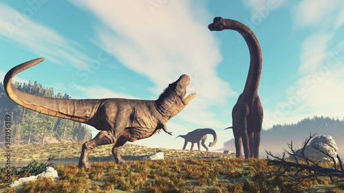 tyrannosaurus and brachiosaurus photo