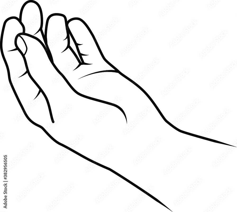 Vetor de Line drawing of a human male hand. Palm up. do Stock Adobe Stock