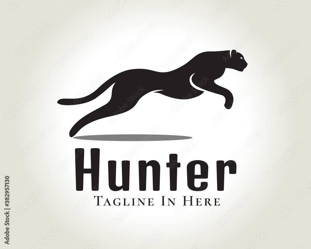 silhouette running, jump fast speed black cat, lion, tiger, panther,  cheetah logo symbol design illustration Stock Vector | Adobe Stock