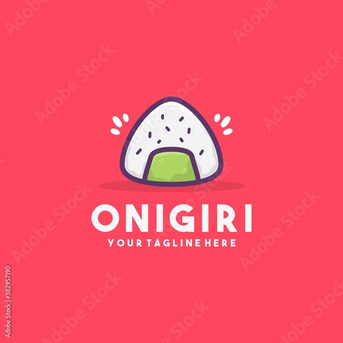 Creative japanese rice ball onigiri icon logo illustration